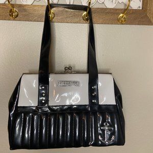 Lux DeVille Retro Black & White Strappy Purse